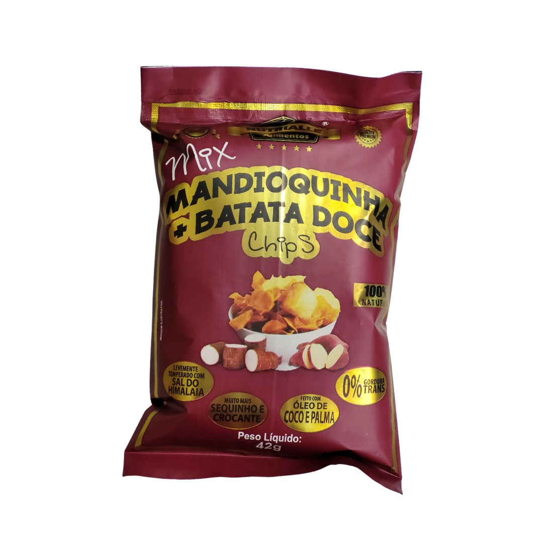 MIX MANDIOQUINHA BATATA DOCE CHIPS SAL DO HIMALAIA 42G NUTRIALLE